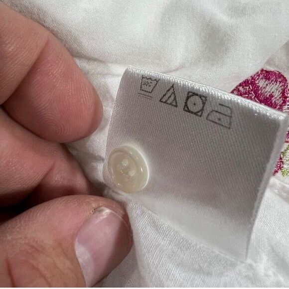 The Shirt Rochelle Behrens Dress Size S White Embroidered Pink Floral‎ - Picture 11 of 13
